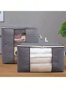 1pc Blanket Storage Bags With Zipper, Non Woven Foldable Comforter Storage Bag, Large Organizers For Blankets, Pillow, Quilts, Linen, Storage Containers With Clear Window