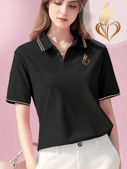 Camiseta de manga corta con diseño gráfico de medalla creativa para mujer, de verano