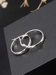 1 Pair Stainless Steel 18K Gold-Plated Diamond-Cut Round Hoop Earrings, Fashion Versatile Elegant Accessories For Women, Suitable For Daily Wear, Great Gift For Girlfriend,Holiday