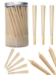50 piezas de papel para cigarrillos en conos preformados, conos preformados de color natural de madera que se queman lentamente con filtro, adecuados para bodas, fiestas, regalos familiares, Día del Padre, celebraciones festivas, reuniones