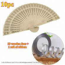 1-30pcs Elegant Folding Wooden Fans, Bohemian Style Hand Fans, Bowknot Wedding Fans, Fully Openwork Carved, Portable Lightweight Wooden Fans, Suitable As Photography Props, Graduation Gifts For Women, And Home Decor, Can Be Used In Summer, Beach Or Travel To Enjoy Cool Breeze, Personalized Carved Wooden Wedding Fans, Wedding Guest Favors With Tassel Ribbons And Organza Bags, Bridal Fans, Memorial Fans, Exquisite Art Display - Multicolor - View 22