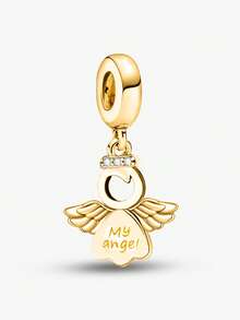 1 pieza Cuentas de plata de ley 925 con diseño de Ángel del Amor y Torre, adecuadas para hacer pulseras, brazaletes y otros accesorios de joyería DIY para mujeres, niñas y decoración diaria. - Dorado - Ver 15