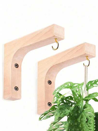 Wooden Wall Hooks Nordic Natural Plant Hangers Hooks Flower Pot Hook Wood Bracket For Lanterns Wind Chimes Home Decoration