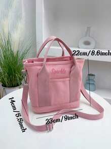 1PC Women's Personalized Ins Canvas Bag, Fashionable And Versatile Commuting Shoulder Bag For Work, Portable Multi-Pocket Storage Bag, Large-Capacity Student Book Handbag With College Style,All-Purpose,Large Capacity,Versatile,Multifunction,Colorful,Cute,Adorable,Contracted,Funny,Kawaii,Y2K,Minimalist,Commuting,Business Casual,Basics,Custom,Personalized,Unique,Customized,Ideal Gifts For Him,Ideal Gifts For Her,Her,Family,Friends,Girlfriend,For Anniversaries,For Birthdays,For Holiday/ Vacation,For Outdoors/Outings/Travel/Hiking/Stadium/Sports/Climbing,For Business/Commute/Work/Office