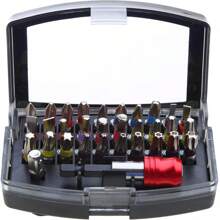 32pcs Compact Screwdriver Bit Set, Includes Hex, Flat, Pentalobe, And Star Bits - Durable Stainless Steel, Color Coded For Easy Identification, With Electric Screwdriver Adapter, Short Bits, And Storage Case