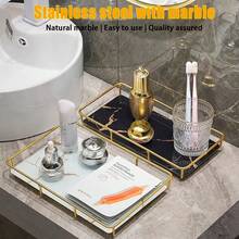 Metall Badezimmer Eitelkeit Kosmetikbox Lagerregal Rack Waschbecken Licht Luxus Stil Desktop Tablett