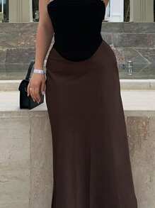 Jeta Ari Solid Elegant High Waist Maxi Mermaid Skirt