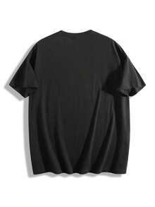 Unisex Black T-Shirt Heat Transfer Technology Jellyfish Fantasy Garment 100% Cotton Loose Fit Printed Crew Neck Casual Style Daily Comfort Plus Size Design Machine Washable Suitable For All Seasons - 黑色 - 查看 2