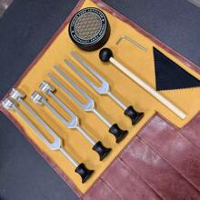 Transboundary Ear Acupuncture Tuning Fork Professional Healing Tuning Fork Training Set - 128Hz, 256Hz, 432Hz, 528Hz - Body Weighted Forks For Yoga And Meditation - Frequency Relaxation Device 3-Piece Set With Leather Bag