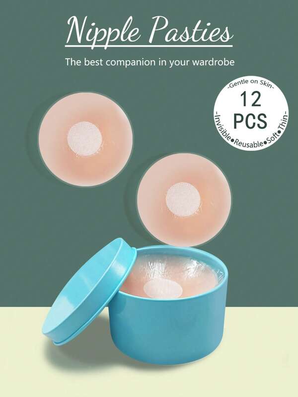 6/12 Pcs With Box/Without Box, Free Nude Feel, Silicone Breast Patch, Anti-Exposure, No Need To Wear A Bra, Reusable Invisible Breast Patch For Women, Silicone Breast Sticker