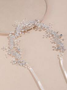 1 Stück Haarband mit Strass-Blatt- und Kunstperlen-Dekor, modischer Braut-Haarzubehör für Alltag, Hochzeit, Feste, Party-Dekoration