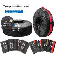 1/4PCS Universal Tire Covers Set, Full Coverage Wheel Protectors, Oxford Fabric Dustproof Waterproof Storage Bags, Spare Tire Covers, Car Tire Accessories Compatible With 13-23 Inch Tires