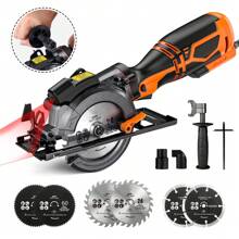 DOVAMAN Circular Saw With Metal Handle, 6 Blades(4½", 4¾"), Cutting Depth 1-11/16" (90°), 1-3/8" (45°), Laser Guide, Corded Saw For Wood