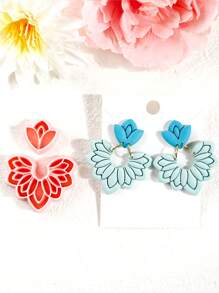 2 Stücke Frühlingsblumen-Ausstecher aus Polymer Clay, Boho Florale Ausstecher aus Polymer Clay für die Schmuckherstellung aus Polymer Clay, 3D-gedruckte Tonausstecher, Schmuckherstellungs-Werkzeug-Kits, Cut Out