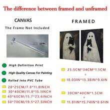 2 件万圣节墙壁艺术、万圣节乡村家居装饰、万圣节装饰、鬼魂万圣节绘画、复古鬼魂绘画、复古风格、万圣节帆布印刷品、墙壁艺术、海报、带框架的墙壁艺术、房间布置、墙壁艺术、房间装饰美学、复古装饰、客厅墙壁艺术 - 帆布上（可选框架）帆布（框架） - 彩色 - 查看 6