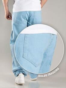 Kit 2 Men's Baggy Jeans Casual Hiphop Streetwear Stylish Skate Baggy Cotton