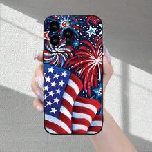 Fireworks American Flag Pattern Phone Case With A Premium Matte Feel, Newly Popular, Full Lens Protection, Shockproof, Drop-Resistant, And Fingerprint-Proof Phone Cover Suitable For Iphone 16/15/14/13/12/11/X/XR/XS/8/7/SE Mini Plus Pro Max Series - màu đen - Xem 4