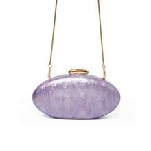 2025 Spring Fashion Bridal Clutch, European & American Style Acrylic Glossy Evening Bag, Ellipse One Shoulder Crossbody Bag