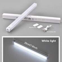 Lampe LED à détecteur de mouvement rechargeable, lampe d'armoire montée au mur avec adhésif magnétique et bouton-poussoir, lampe de couleur unie en plastique sur pied alimentée par USB pour les couloirs, la cuisine, les escaliers, à thème spatial, éclairage réglable