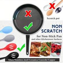 4 Pcs Kitchen Silicone Cooking Spoons Set Heat Resistant Nonstick Mixing Slotted Spoons Large Serving Spoons For Kitchen Cooking Baking Stirring Dishwasher Safe Mixed Colors