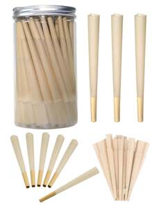 50 piezas de papel para cigarrillos en conos preformados, conos preformados de color natural de madera que se queman lentamente con filtro, adecuados para bodas, fiestas, regalos familiares, Día del Padre, celebraciones festivas, reuniones