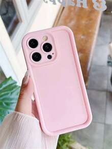 1 pieza Funda de teléfono de silicona rosa mate con tacto suave, anti-caídas y de cobertura completa, compatible con Apple 11, 13, 14, 15, 16, X/XS, XR, XS Max, 7/8, 7 Plus/8 Plus, 12, resistente al agua, a los golpes y a los arañazos - Rosa - Ver 3