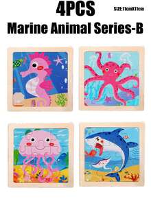 1/4/8pcs Kids 9-Piece Cartoon Animal Puzzle, Early Education Toys, Suitable For Boys And Girls, Gift Toys For Easter, Birthdays, Christmas - Multicolor - View 15