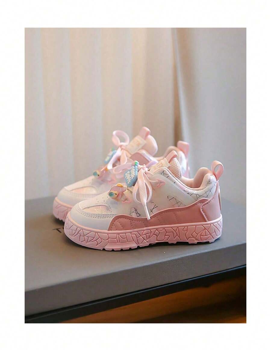 Tenis PINKIE rosas para niña con decoraciones divertidas y suela antiderrapante | Tallas 17 a 21 MX DENALI zapatos comodos y ligeros niña 46972 - Rosa - Ver 1