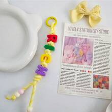 1pc Customized Colorful Braided Bag Charm Name Key Chain Acrylic Letter/Number Beads Gift For Family, Cute, Kawaii, Y2K, Personalized, Unique, Friends, Girlfriend, Anniversaries, Birthdays, Vacation, Travel, Maximalist, Backpack Accessory, Aesthetic - Multicolor - View 7