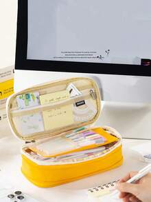 1pc Multifunctional Pencil Case Pouch Kawaii Large Capacity Organizer Pen Box Storage Bag For Girls Back To School Supplies Accessories Stationery,Back To School,School Supplies,Pencil Pouch,School Bag