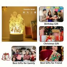 3D Acrylic 7-Color Touch Sensor Night Light, "Happy Family" Creative Gift, Home Decor, Holiday Gift, Bedside Lamp