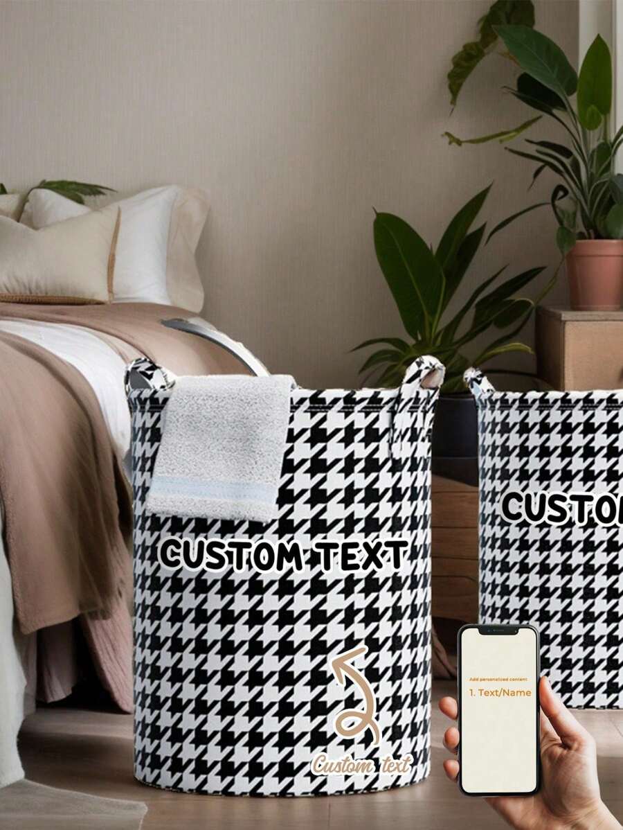 Custom Name Text Foldable Clothes Bucket Storage Basket Bathroom Storage Basket Toys Clothing Storage Basket Laundry Basket Bag Sundries Basket