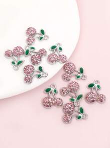 10 Stücke süße niedliche rote Kirsch Emaille Tropfenöl Anhänger mit glänzenden Strass-Einlagen, 6 Stile zierliche Fruchtform Zinklegierung Anhänger für DIY sommerliche, leuchtende Halskette, Armband, Ohrringe, Schlüsselanhänger, Handykette, Taschen Accessoire - Modeschmuck für Mädchen im Alltag, ideales Geschenk für Freunde