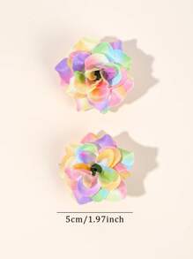 10pcs Girls Gradient Rainbow Colors Flower Hair Clips Artificial Flowers Hairpins Vacation Parties Flower Hair Accessories