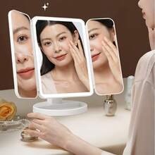 Brand New Rotatable LED Folding Vanity Mirror Touch Control Dimmable Lighted Cosmetic Mirror For Bathroom Bedroom, Ideal Perfect Gift For Women - 白色 - 查看 3