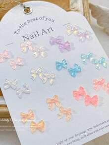 20 件哑光蝴蝶美甲饰品 - 半透明果冻蝴蝶结，手工制作的 3D 美甲装饰 - 彩色 - 查看 10