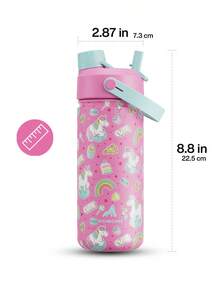 18盎司保温水瓶，配有二合一吸管盖，24小时保冷，防漏，不锈钢双层壁，适合运动、健身、旅行和上学使用。 - 粉紅藍 - 查看 6