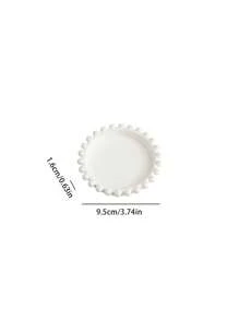 1pc A Pearl Edge Gypsum Aromatherapy Candle Tray, Gypsum Material, Ins Style Candle Holder, Shooting Props, Round Tray, Home Decoration, Gift Decoration, Handmade Creative Candle Base Vessel Aromatherapy Candle Tray