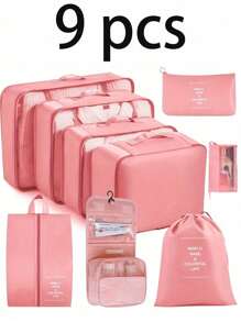 10-1 pièce Sacs de rangement pour voyage d'été, sacs cosmétiques portables imperméables, sacs de toilette multifonctions, sacs de rangement pour vêtements grande capacité, sacs de rangement polyvalents, sacs à main, sacs à chaussures, sacs de plein air, sacs de compression, sacs organisateurs de maquillage