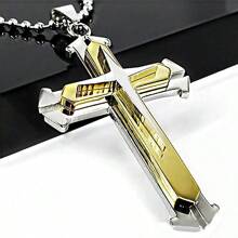 1pc Simple Three-Layer Cross Pendant Necklace With Stainless Steel Chain, And Versatile Fashion Necklace, Amulet Accessory Party, Gift