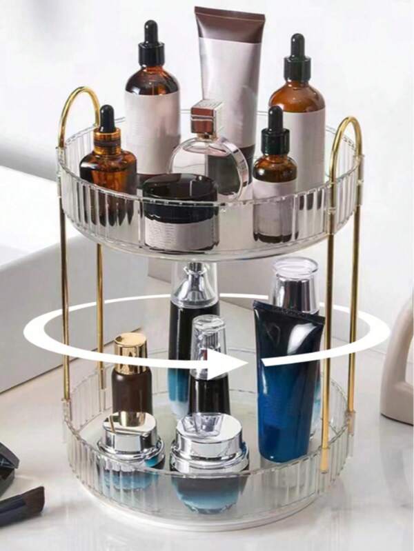 1pc 360 Rotating Makeup Organizer For Vanity, High-Capacity Skincare Clear Make Up Storage Perfume Organizers Cosmetic Dresser Organizer Countertop