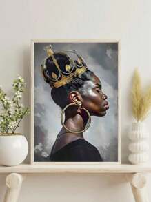 1pc African American Wall Art Kings And Queens Canvas Prints Woman Poster Gold Crown Painting Home Wall Decor Unframed
