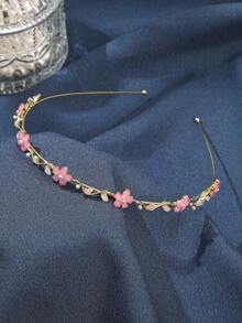 1 件复古花朵优雅发带，森系风格超级仙女发夹细发箍发饰女士头带 - 彩色 - 查看 5