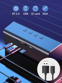 Altavoz inalámbrico ZEALOT S31 de 10 W, portátil para exteriores, altavoz Bluetooth, batería incorporada de 1800 mAh, compatible con tarjeta SD/USB/AUX, función de emparejamiento dual en serie, compatible con computadora/TV/teléfono/tableta, adecuado para cine en casa, escenario grande, fiestas al aire libre - Negro - Ver 13