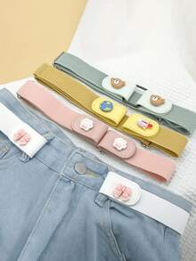 1pc Cartoon Elastic Invisible Belt, Stretchable Seamless Waist Belt, Adjustable Waist Belt For Jeans, Includes Belt Connector Buckle - Multicolor - View 1