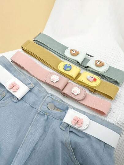 1pc Cartoon Elastic Invisible Belt, Stretchable Seamless Waist Belt, Adjustable Waist Belt For Jeans, Includes Belt Connector Buckle
