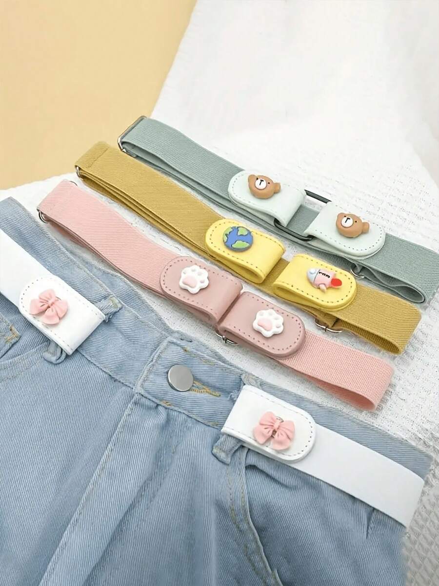 1pc Cartoon Elastic Invisible Belt, Stretchable Seamless Waist Belt, Adjustable Waist Belt For Jeans, Includes Belt Connector Buckle - Multicolor - View 1