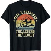 Papa And Grandson The Legend And The Legacy Gifts Papa Gift Unisex T-Shirt Also  For Women - Black - View 1