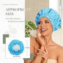 Gorro de Ducha Reutilizable para Mujeres, Gorro de Ducha Impermeable, Gorro de Baño Lavable con Banda Elástica para Cabello Largo, Trenzas (Rosa) - Lago Azul - Ver 4