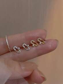 1 Pair S925 Sterling Silver Pearl Safety Pin Stud Earrings, Simple Fashionable Petite Dainty Luxury Hairpin Earrings Suitable For Women's Daily Wear